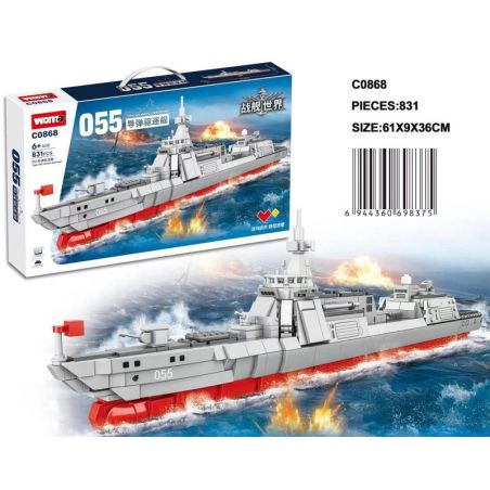 WOMA C0868 0868 non  TÀU KHU TRỤC TÊN LỬA DẪN ĐƯỜNG 055 bộ đồ chơi xếp lắp ráp ghép mô hình Battle Ship Tàu Chiến 831 khối