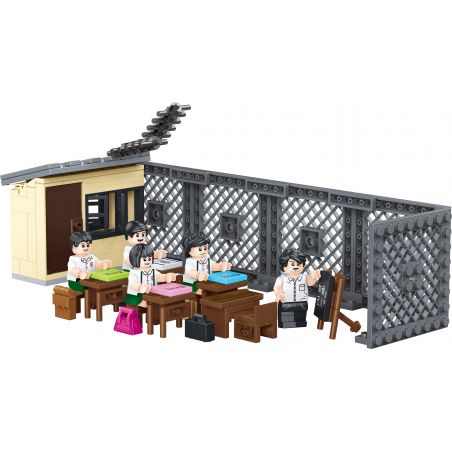 ROYAL TOYS RT54 non  TRƯỜNG TIỂU HỌC SÂN THƯỢNG HỒNG KÔNG bộ đồ chơi xếp lắp ráp ghép mô hình City CITY STORY ROOFTOP SCHOOL Thành Phố 203 khối