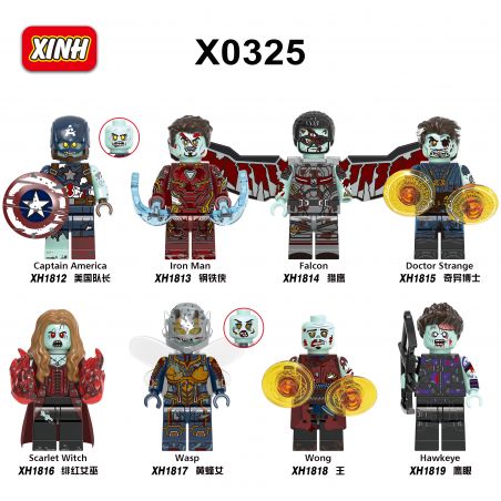 XINH X0325 0325 1812 1813 1814 1815 1816 1817 1818 1819 non  HÀNG TRĂM NGƯỜI 8 ZOMBIE SUPERHERO bộ đồ chơi xếp lắp ráp ghép mô hình Marvel Super Heroes Siêu Anh Hùng Marvel