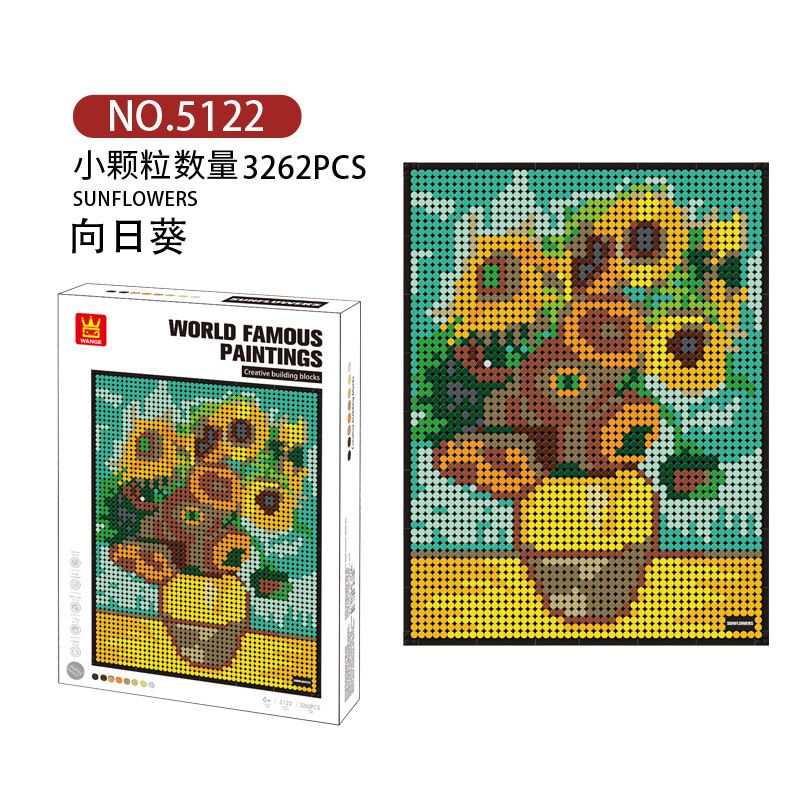 WANGE 5122 non  HOA HƯỚNG DƯƠNG bộ đồ chơi xếp lắp ráp ghép mô hình SUNFLOWERS 3262 khối