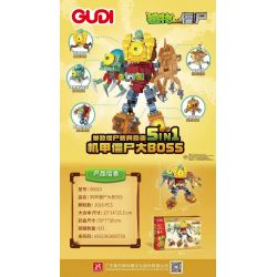 GUDI 60010 non  SẾP ZOMBIE AZURO PHỨC TẠP bộ đồ chơi xếp lắp ráp ghép mô hình Plants Vs Zombies Hoa Quả Nổi Giận 1026 khối