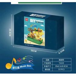 GAOMISI T2029 2029 non  HỘP NHẠC NGÔI NHÀ ĐỒNG HỒ HOA HƯỚNG DƯƠNG bộ đồ chơi xếp lắp ráp ghép mô hình Creator MUSIC BOX Sáng Tạo 557 khối