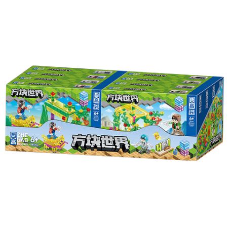 ZHEGAO 981004 non  THẾ GIỚI KHỐI LẬP PHƯƠNG BIỆT THỰ PHA LÊ 4 LOẠI BÃI TRỒNG ĐÌNH CÂU CÁ TỔ CHIM CẦU BÁNH XE bộ đồ chơi xếp lắp ráp ghép mô hình Minecraft Game Xây Dựng 522 khối