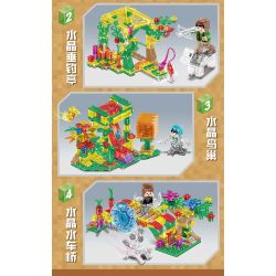 ZHEGAO 981004 non  THẾ GIỚI KHỐI LẬP PHƯƠNG BIỆT THỰ PHA LÊ 4 LOẠI BÃI TRỒNG ĐÌNH CÂU CÁ TỔ CHIM CẦU BÁNH XE bộ đồ chơi xếp lắp ráp ghép mô hình Minecraft Game Xây Dựng 522 khối