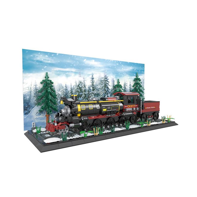WOMA C0377 0377 non  XE LỬA ĐẤT NƯỚC TUYẾT bộ đồ chơi xếp lắp ráp ghép mô hình SNOW COUNTRY TRAIN 1232 khối