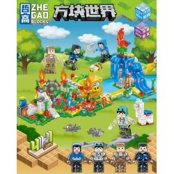 ZHEGAO 981003 non  THẾ GIỚI KHỐI VƯỜN PHA LÊ 4 LOẠI RƯƠNG KHO BÁU ỐNG THỔI THÁC TỔ NHỆN bộ đồ chơi xếp lắp ráp ghép mô hình Minecraft Game Xây Dựng 265 khối