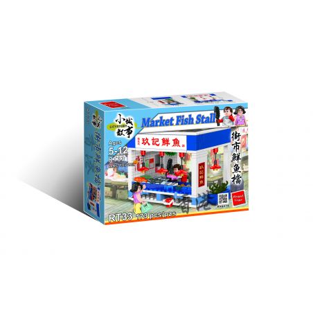 ROYAL TOYS RT33 non  GIAN HÀNG CÁ TƯƠI CHỢ HỒNG KÔNG JIU KEE bộ đồ chơi xếp lắp ráp ghép mô hình City CITY STORY MARKET FISH STALL Thành Phố 173 khối