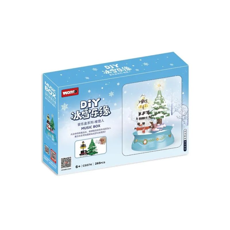 WOMA C0374 0374 non  HỘP NHẠC ĐẨY NGƯỜI TUYẾT bộ đồ chơi xếp lắp ráp ghép mô hình 265 khối