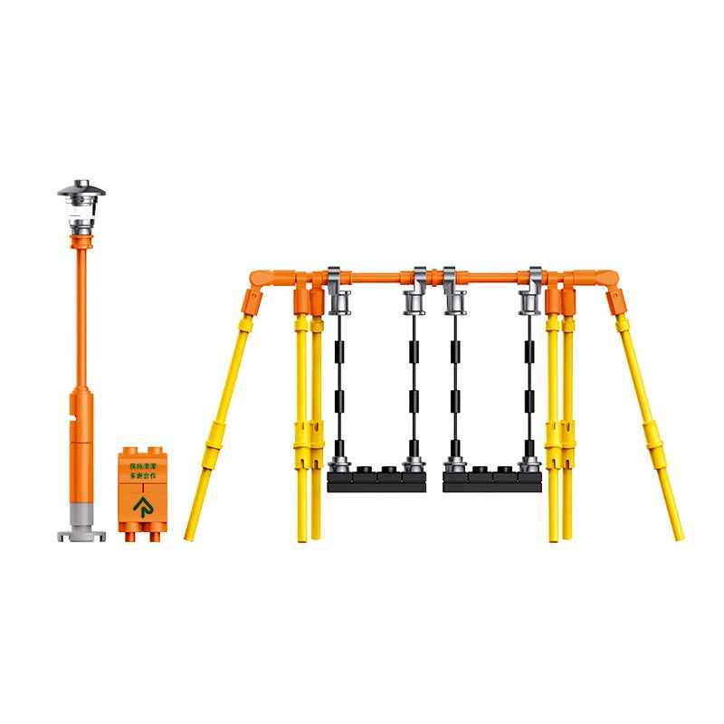 ROYAL TOYS RT31 non  CHƠI XÍCH ĐU bộ đồ chơi xếp lắp ráp ghép mô hình City CITY STORY PLAYGROUND SWING Thành Phố 87 khối