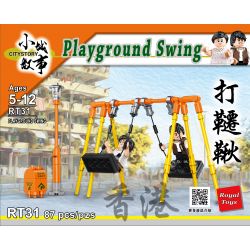 ROYAL TOYS RT31 non  CHƠI XÍCH ĐU bộ đồ chơi xếp lắp ráp ghép mô hình City CITY STORY PLAYGROUND SWING Thành Phố 87 khối