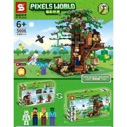SHENG YUAN SY 5606 non  BỐN MÙA bộ đồ chơi xếp lắp ráp ghép mô hình Minecraft PIXELS WORLD FOUR SEASONS TREE HOUSE Game Xây Dựng 1285 khối