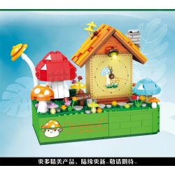 GAOMISI T2024 2024 non  ĐỒNG HỒ ÂM NHẠC NGÔI NHÀ NẤM bộ đồ chơi xếp lắp ráp ghép mô hình MUSHROOM HOUSE CLOCK 528 khối