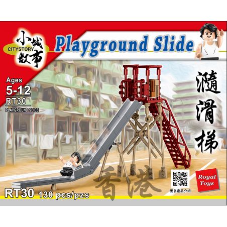 ROYAL TOYS RT30 non  TRƯỢT TRƠN bộ đồ chơi xếp lắp ráp ghép mô hình City CITY STORY PLAYGROUND SLIDE Thành Phố 130 khối