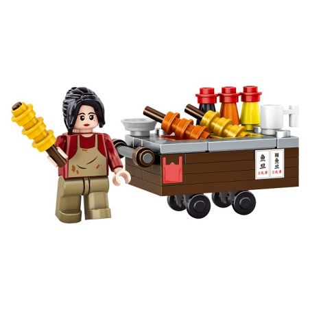 ROYAL TOYS RT22 non  GIAN HÀNG CÁ VIÊN bộ đồ chơi xếp lắp ráp ghép mô hình City CITY STORY FISH BALL HAWKER Thành Phố 69 khối