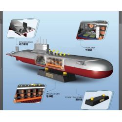 ZHEGAO QJ5064 5064 non  TÀU NGẦM HẠT NHÂN CHIẾN LƯỢC TYPE 941 tỷ lệ 1:190 bộ đồ chơi xếp lắp ráp ghép mô hình Military Army PROJECT 941 SHARK Quân Sự Bộ Đội 1105 khối